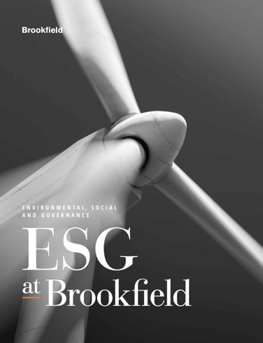 ESG Brochure PDF Front page of Brookfield ESG brochure