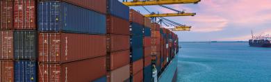 shipping containers on a cargo ship