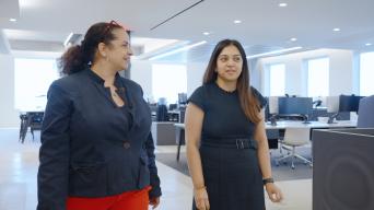 Aisha with a businesswoman