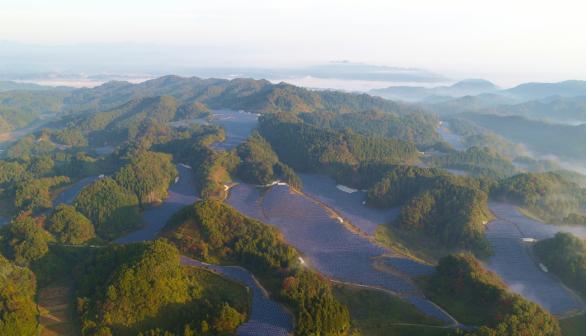 mountains with solar panels