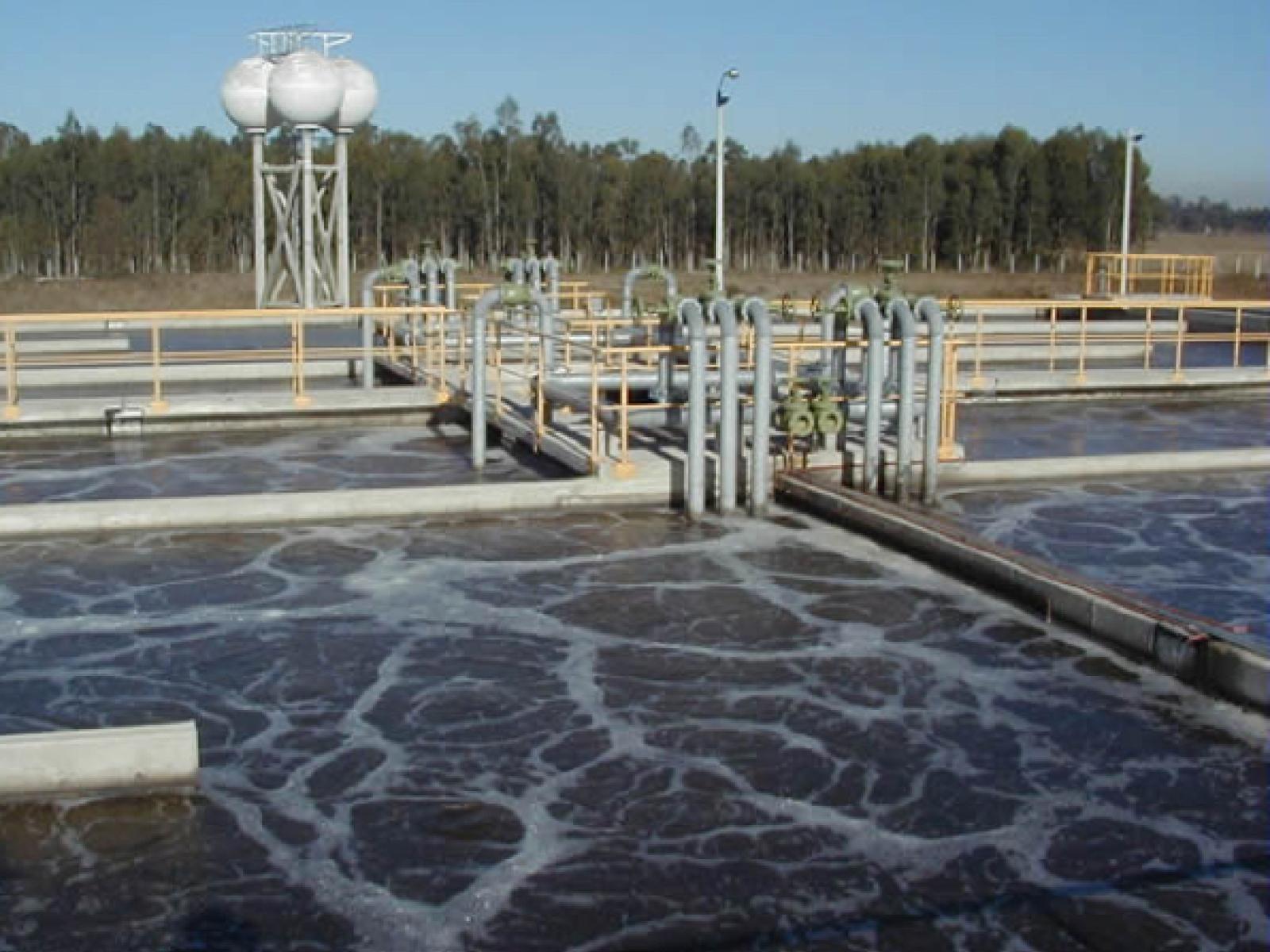 Pipe network at water treatment facility