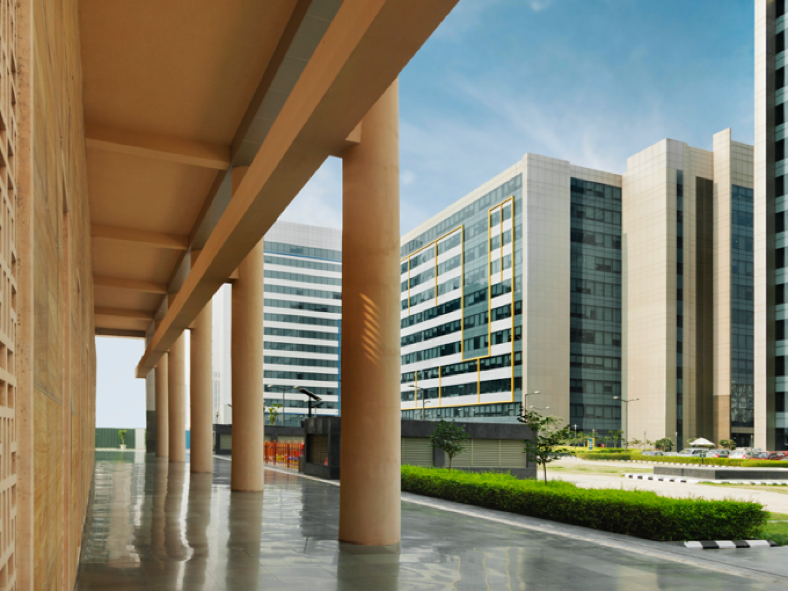 India Office Parks view of multiple buildings in an Indian office park