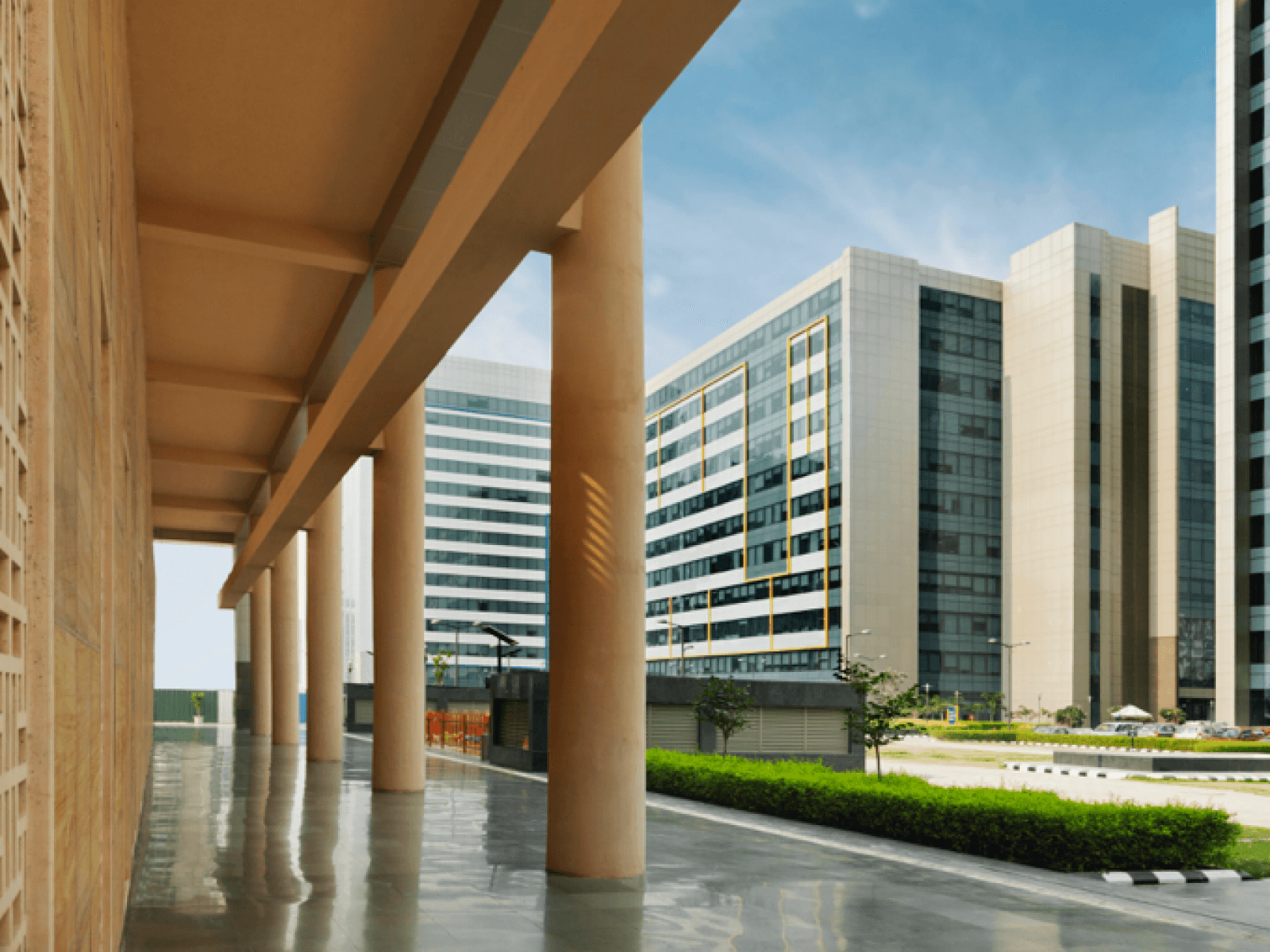 India Office Parks view of multiple buildings in an Indian office park