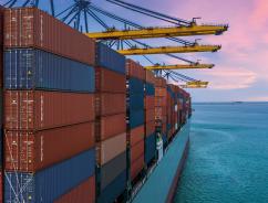 shipping containers on a cargo ship