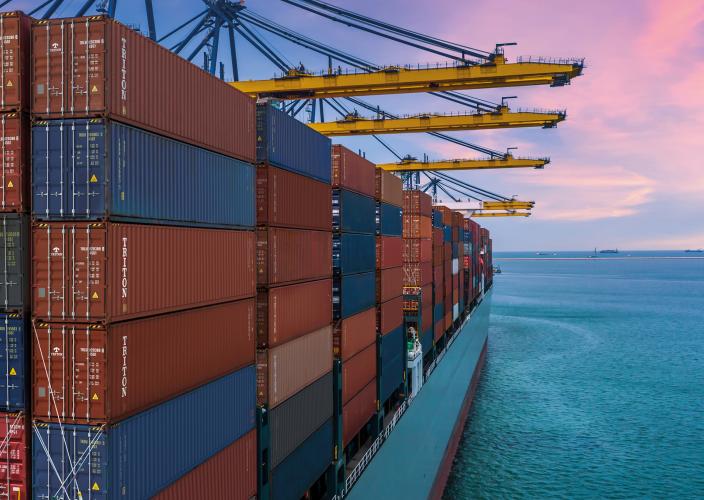 shipping containers on a cargo ship