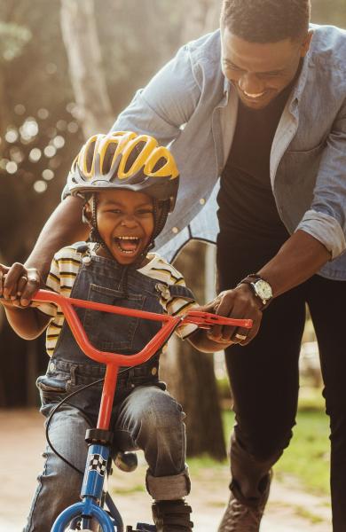 Father with son on bike