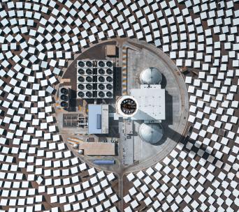 Aerial view of circular power plant