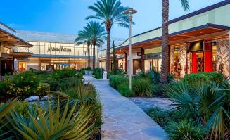 Palm trees and retail shops at GGP mall USA