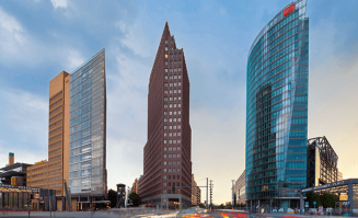 Three dramatic razor-edge office buildings in Berlin's Potsdamer Platz