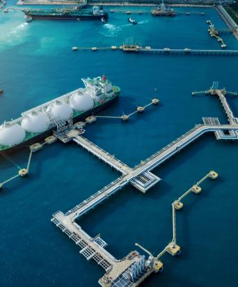 Aerial view of LNG port