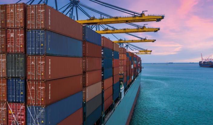 shipping containers on a cargo ship