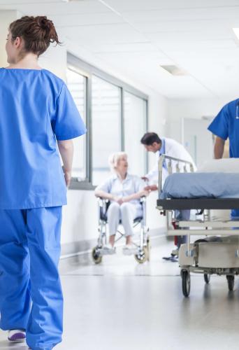 nurses and patients in hospital 