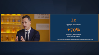 man presenting slide